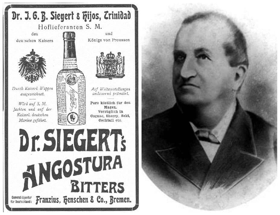 Historical post of Angostura bitters + Portrait of Dr.Siegert