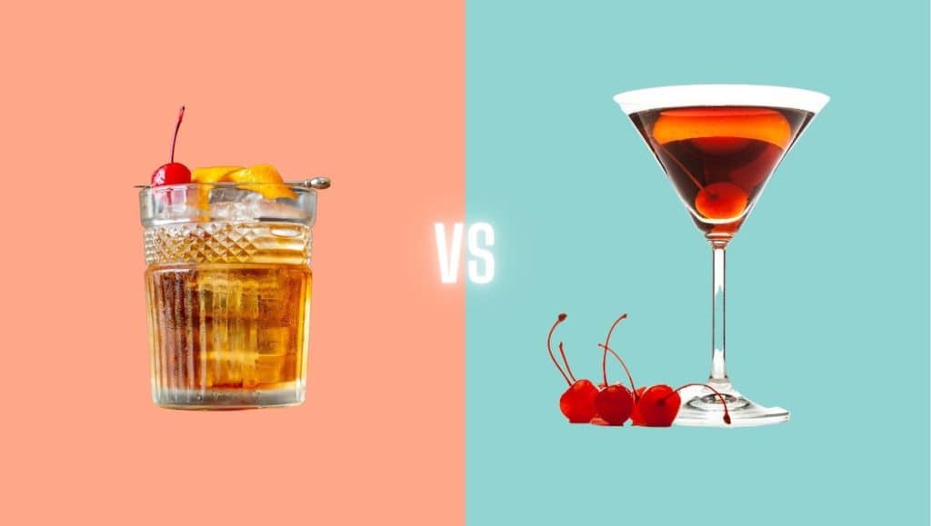 Manhattan vs Old Fashioned cocktail