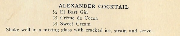 Alexander Cocktail recipe Ensslin