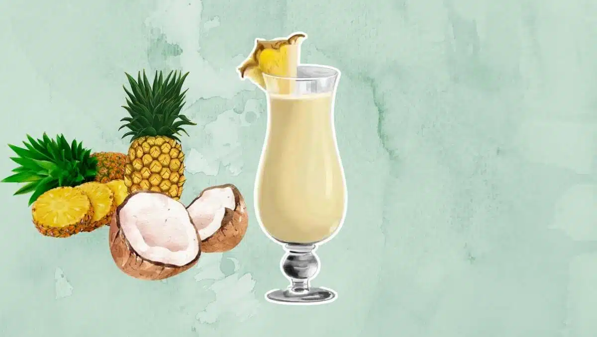 Piña Colada Cocktail with coconut and pineapple