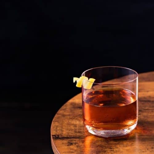 Sazerac cocktail on table