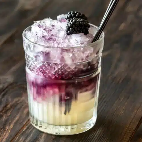 Bramble cocktail with straw