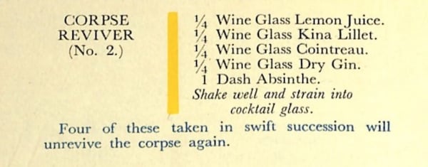 Corpse Reviver No-2 recipe Savoy Cocktail book