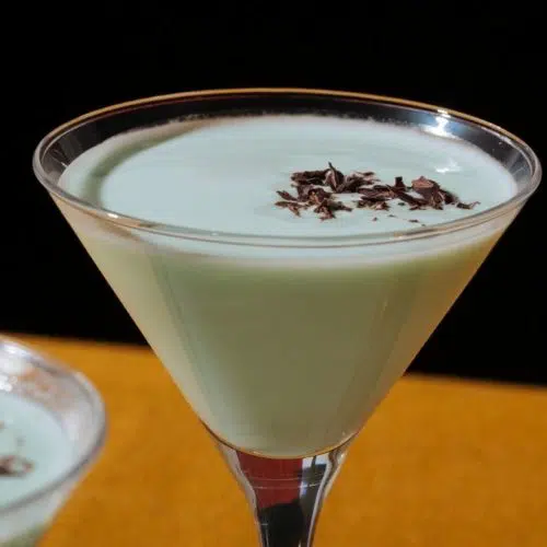 Grasshopper drink with shaved chocolate