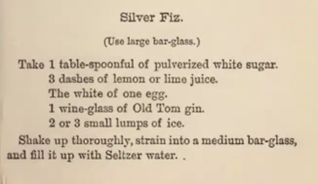 Silver Fizz Recipe Jerry Thomas Bartender Guide 1877