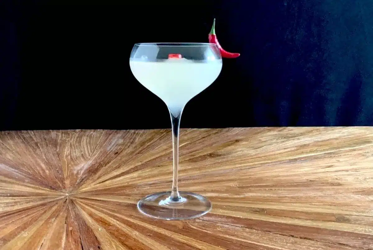 Spicy Fifty cocktail with Cayenne Pepper garnish