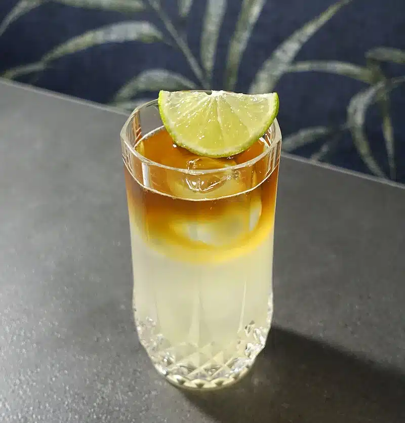 Dark 'n' Stormy cocktail from top