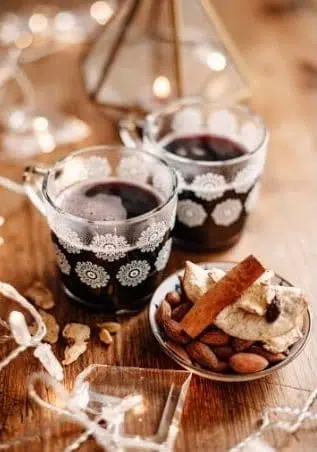 Cups of Glögg with spices