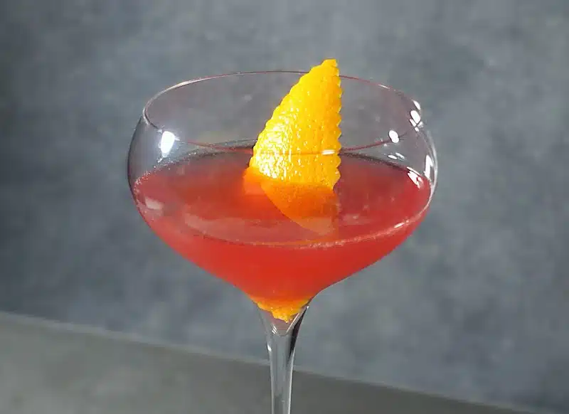 Monkey Gland Cocktail with Orange peel close up