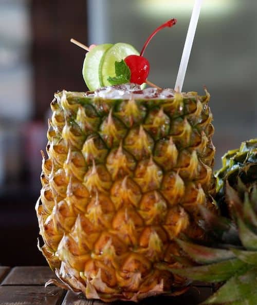 Barracuda cocktail in pineapple