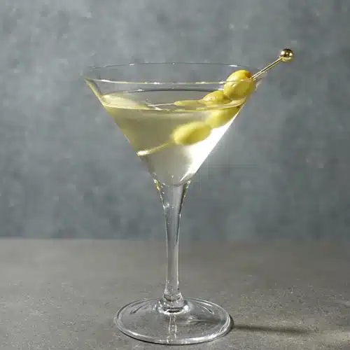 Dry Martini Cocktail with 3 olives