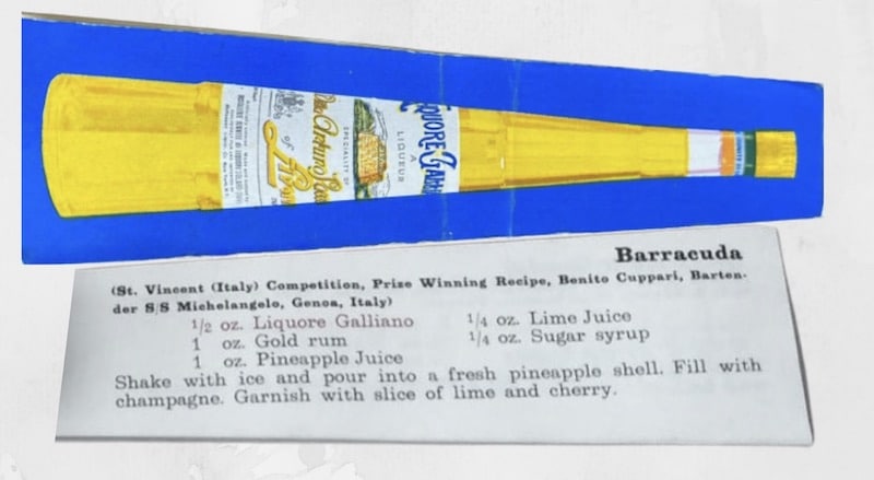 Galliano Liqueur Recipe Booklet 1969 Barracuda