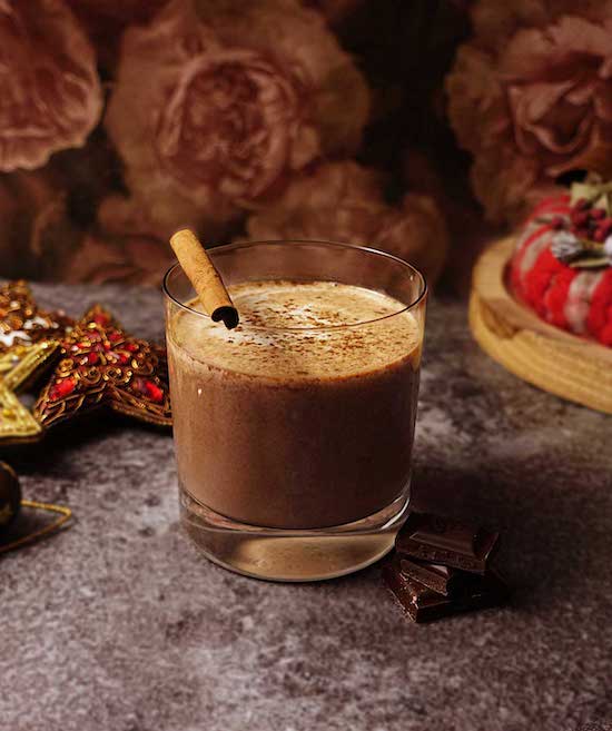 Hot Christmas Mezcal cocktail with chocolate