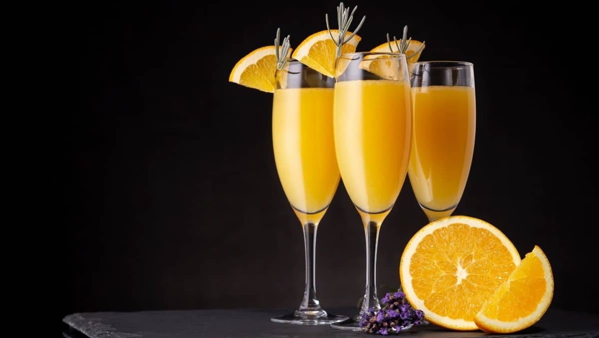 Mimosa cocktails with garnish