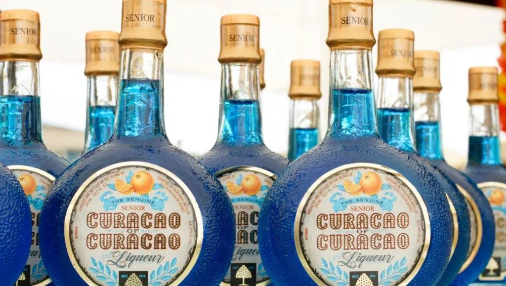 Blue Curaçao liqueur bottles
