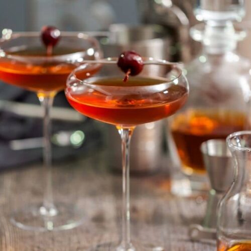 Brooklyn cocktail with Maraschino cherry