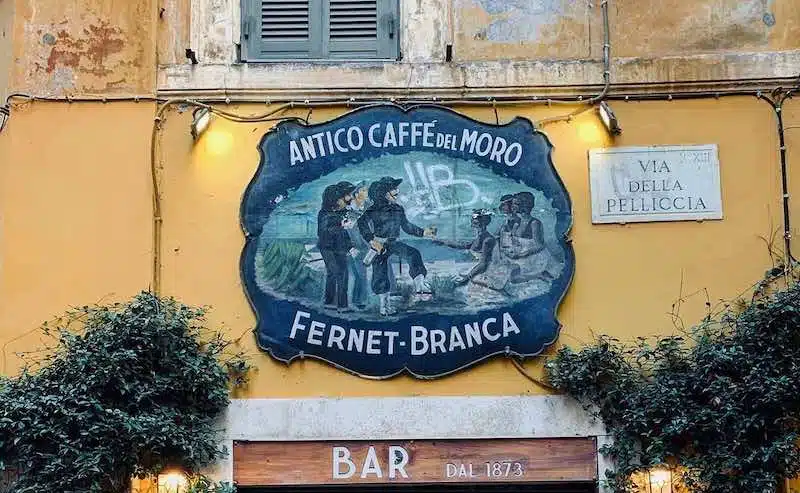 Fernet Branca sign at Antico Caffé del Moro