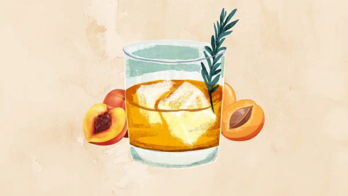 Amaretto, a sweet almond flavored liqueur, on the rocks