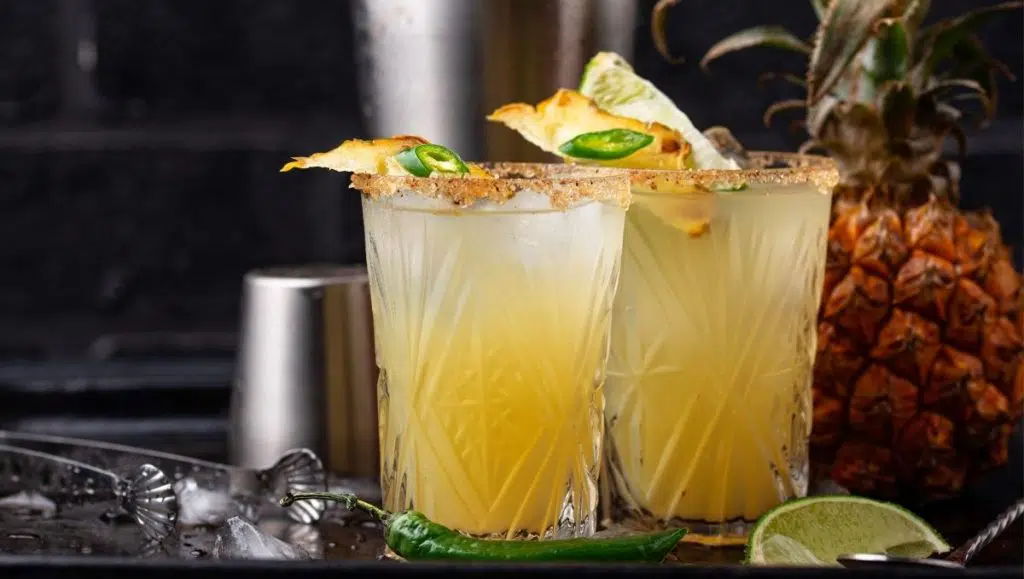 Mezcal Margarita cocktails on dark table