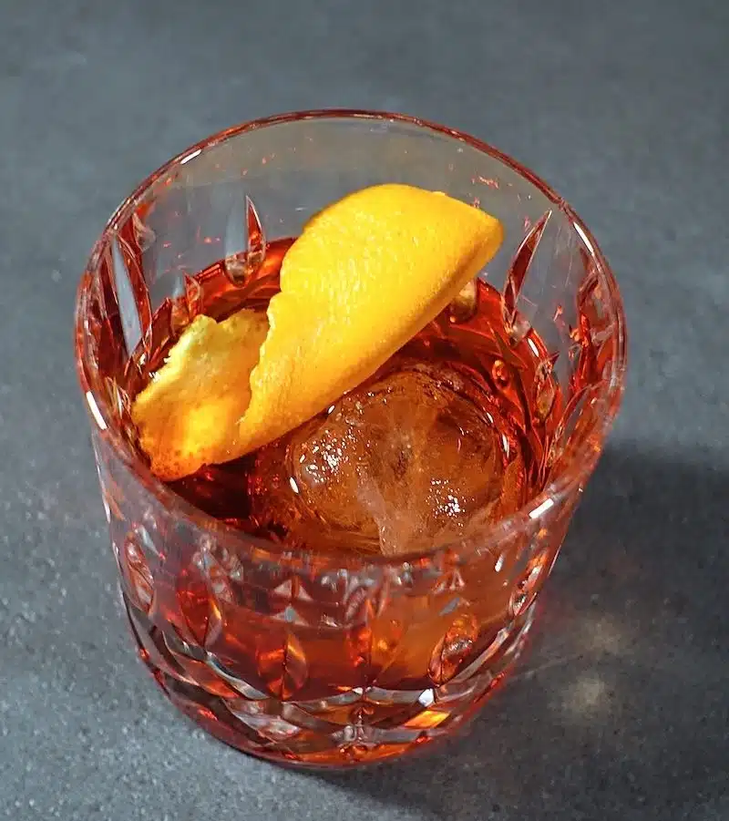 Mezcal Negroni from top view