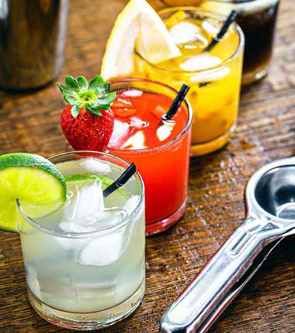 Fruity Caipiroska variations - lime, strawberry, passion fruit