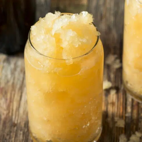 Jelly beer or beer slushy in glasses on wooden table