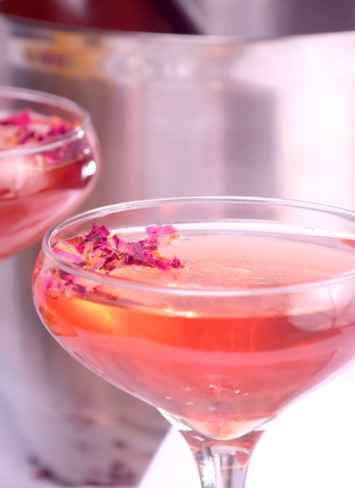 Ruby rose Champagne cocktail