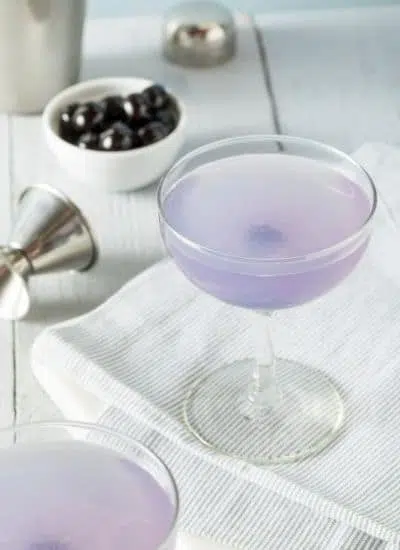 Takumi's Aviation cocktail with Parfait Amour