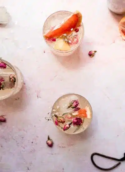 Rose water grapefruit Paloma cocktail