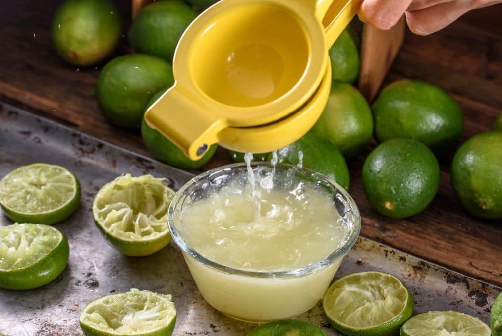 Lime juice squeezed with juicer