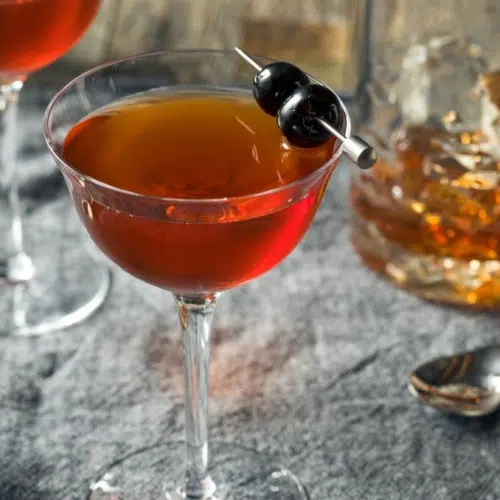 Rob Roy cocktail with Maraschino cherry