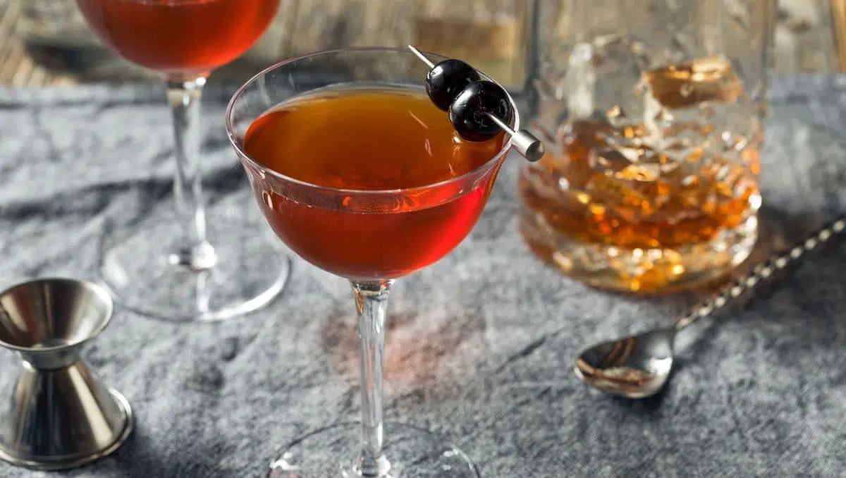 Rob Roy cocktail with Maraschino cherry