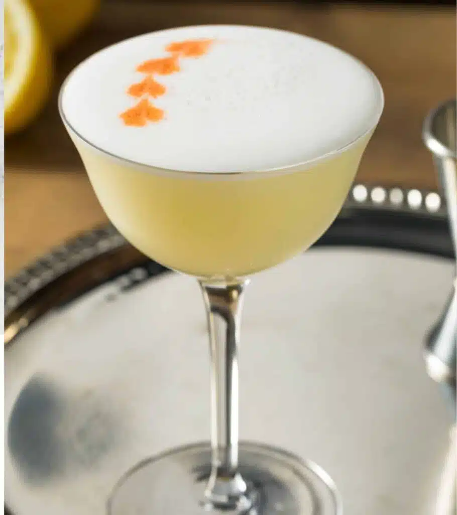 Pisco Sour cocktail with bitters