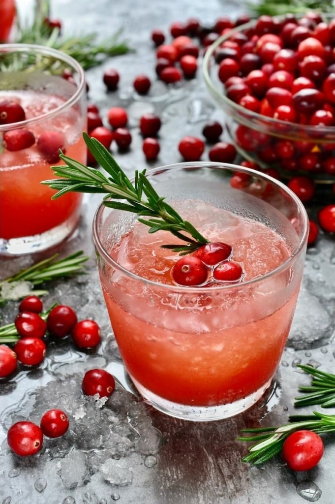 Cocktail made with homemade cranberry syrup