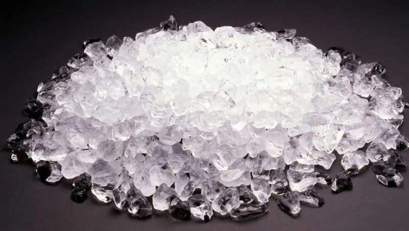 Crushed ice pieces quarter inch size