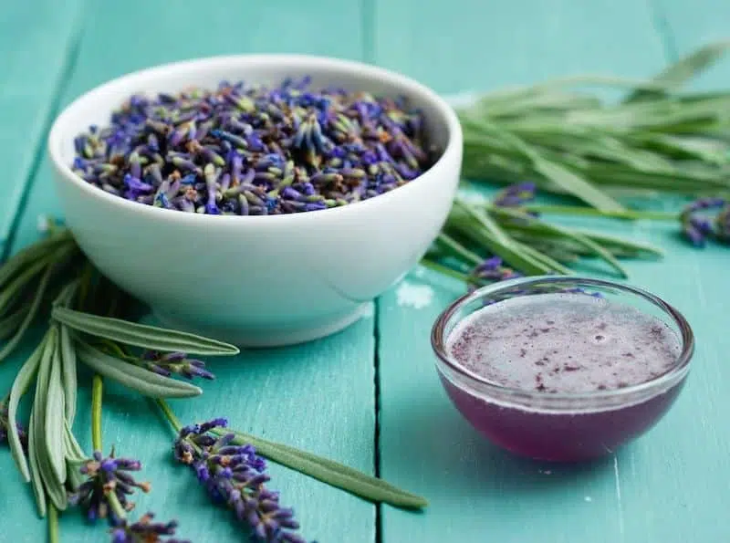 Lavender buds and simple syrup