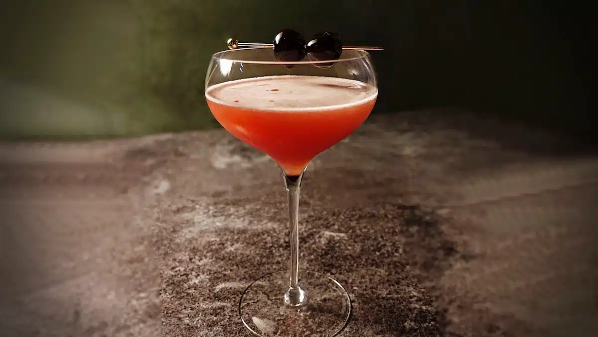 Mary Pickford Cocktail with maraschino cherries