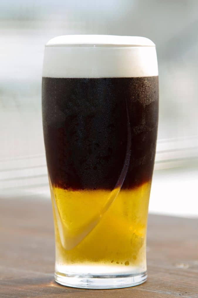 Black and Tan mixed beer drink Guinness and Bass Ale