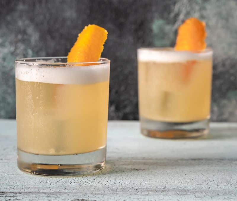 Bourbon Sour drinks with egg white