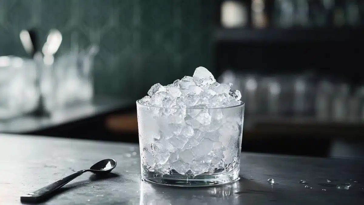 Crushed ice on bar counter