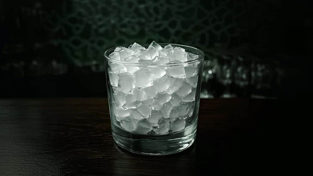 pebbled ice in glass
