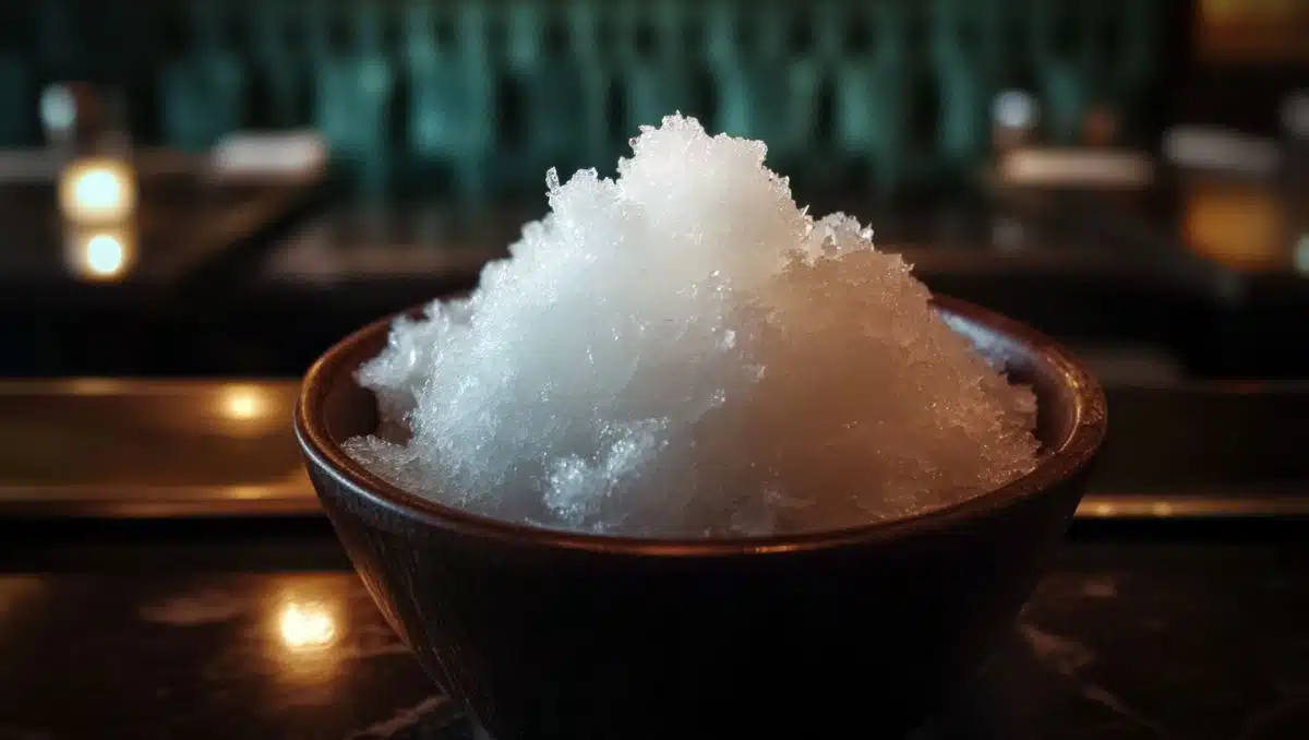 shaved ice for cocktails in bowl