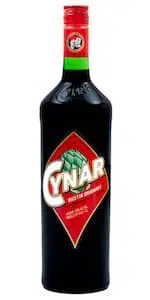 Bottle of Cynar Amaro on white background