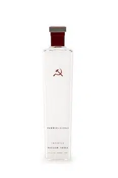 Hammer & Sickle Vodka bottle on white background