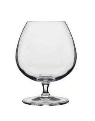 Brandy snifter glass, white background
