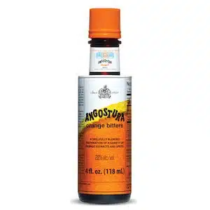 Angostura orange bitters bottle on white background
