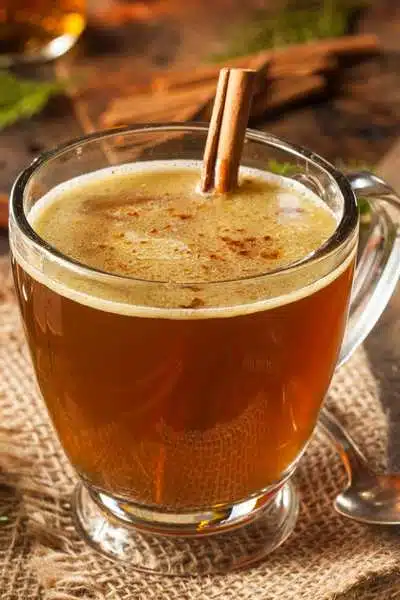 Hot and Spiced buttered Rum with cinnamon stick