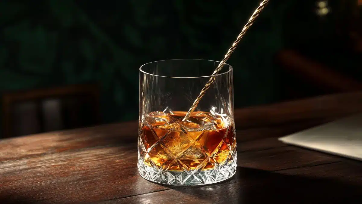 A mixing glass with bar spoon - How to stir a cocktail