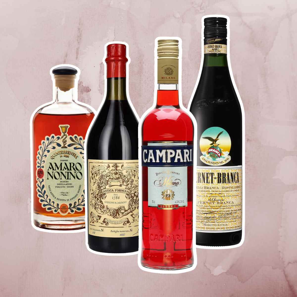 bottles of different Amaro liqueur types