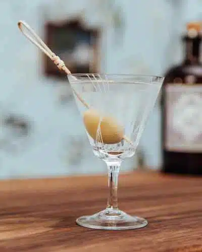 Monkey Martini garnished with olive